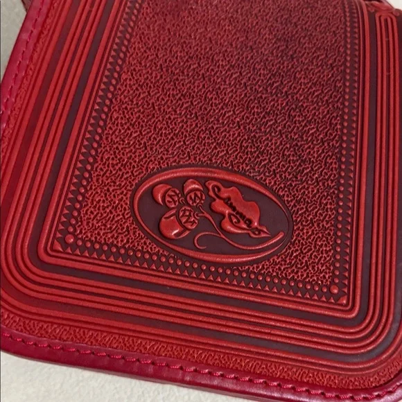 Tooled leather bag red Embossed Crossbody Bag hand crafted unique Ukraine - Picture 11 of 12